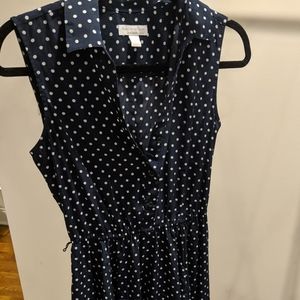 Navy/white Polka Dot Shirt Dress w/ matching belt
